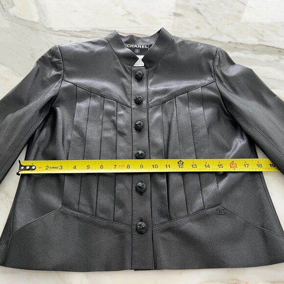 CHANEL 02 CC BLACK LEATHER JACKET SIZE FR 36 / US 4 - Picture 9 of 15